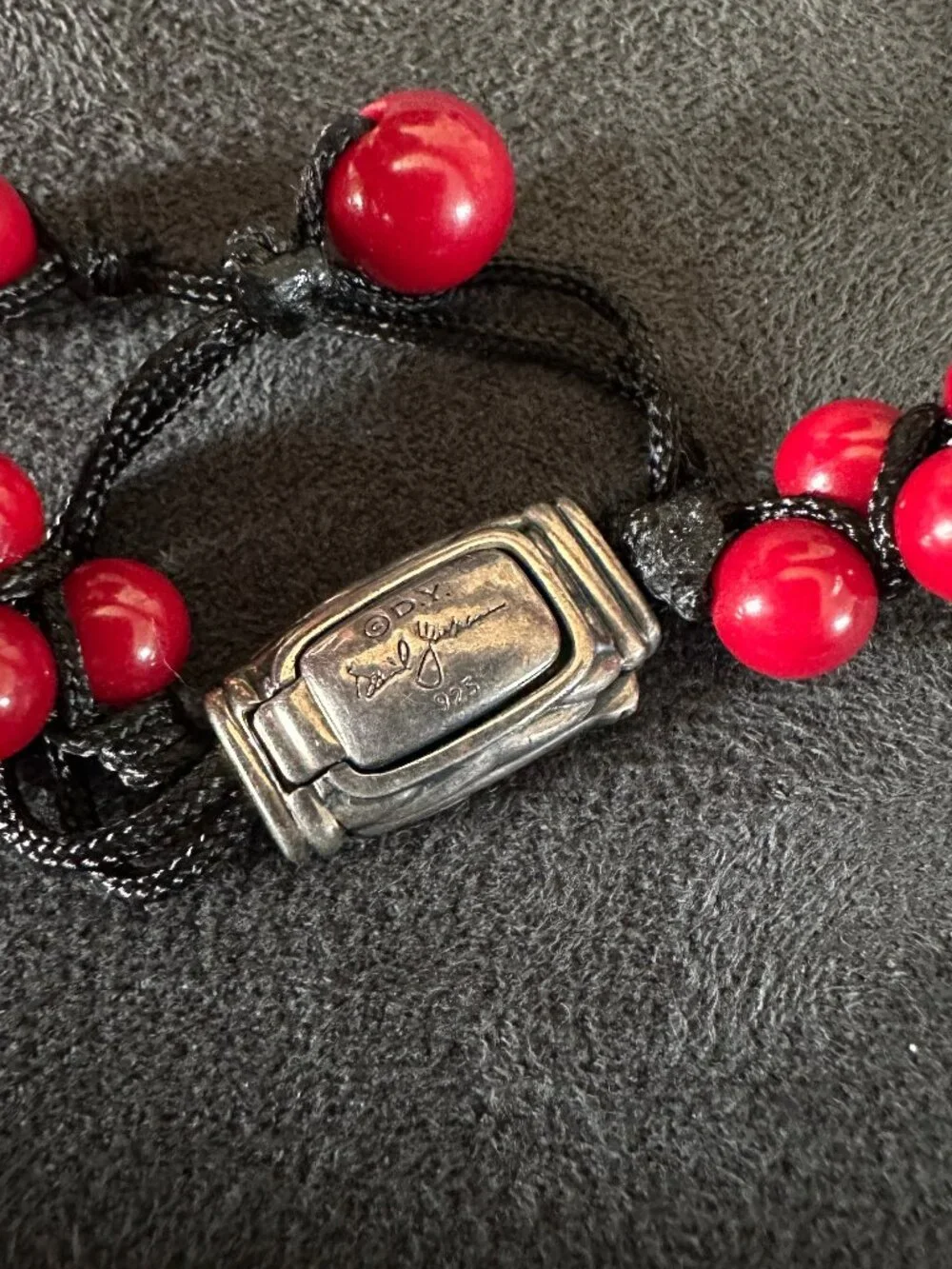 David Yurman Spiritual Beads Two-Row Woven Bracelet w/ Red Coral - RARE